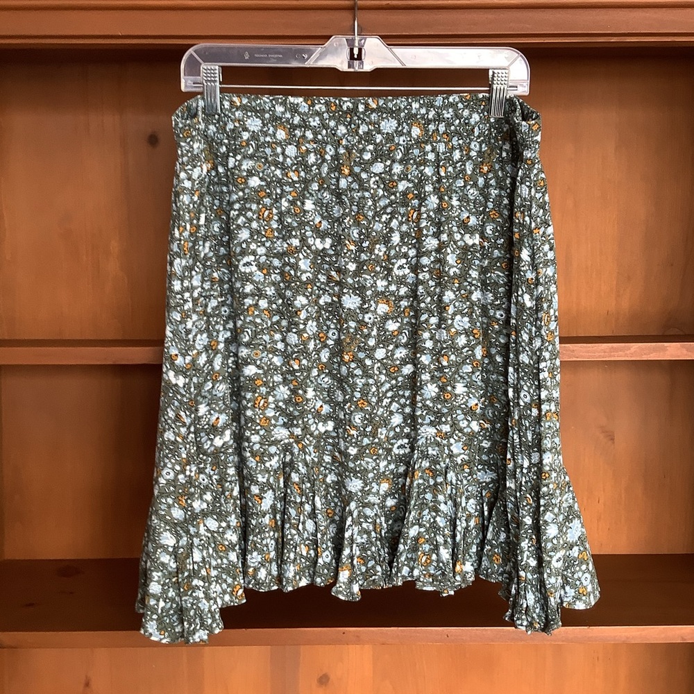 LOFT Floral Plus Size Skirt Green Boho Prairie Cottagecore Elastic Waist XXL - Picture 7 of 12
